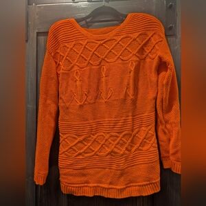 Talbots Vibrant Orange Anchor Sweater